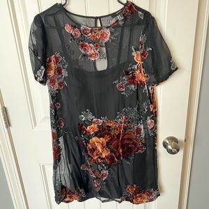 Sheer & Velvet layered dress M
